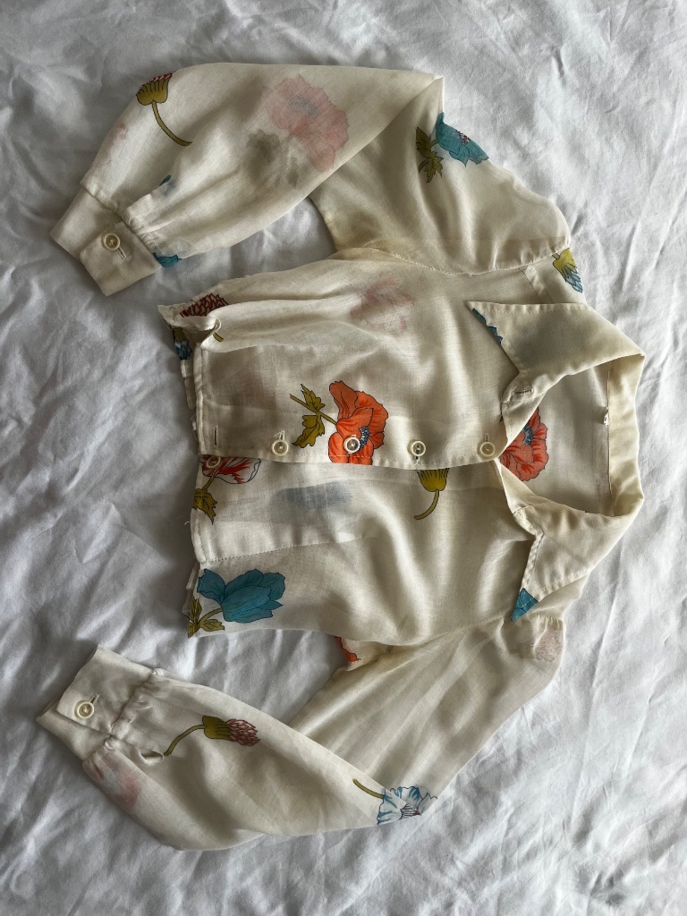 Vintage floral cropped blouse